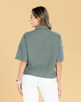 Blusa Oversize Verde Cuello Camisero