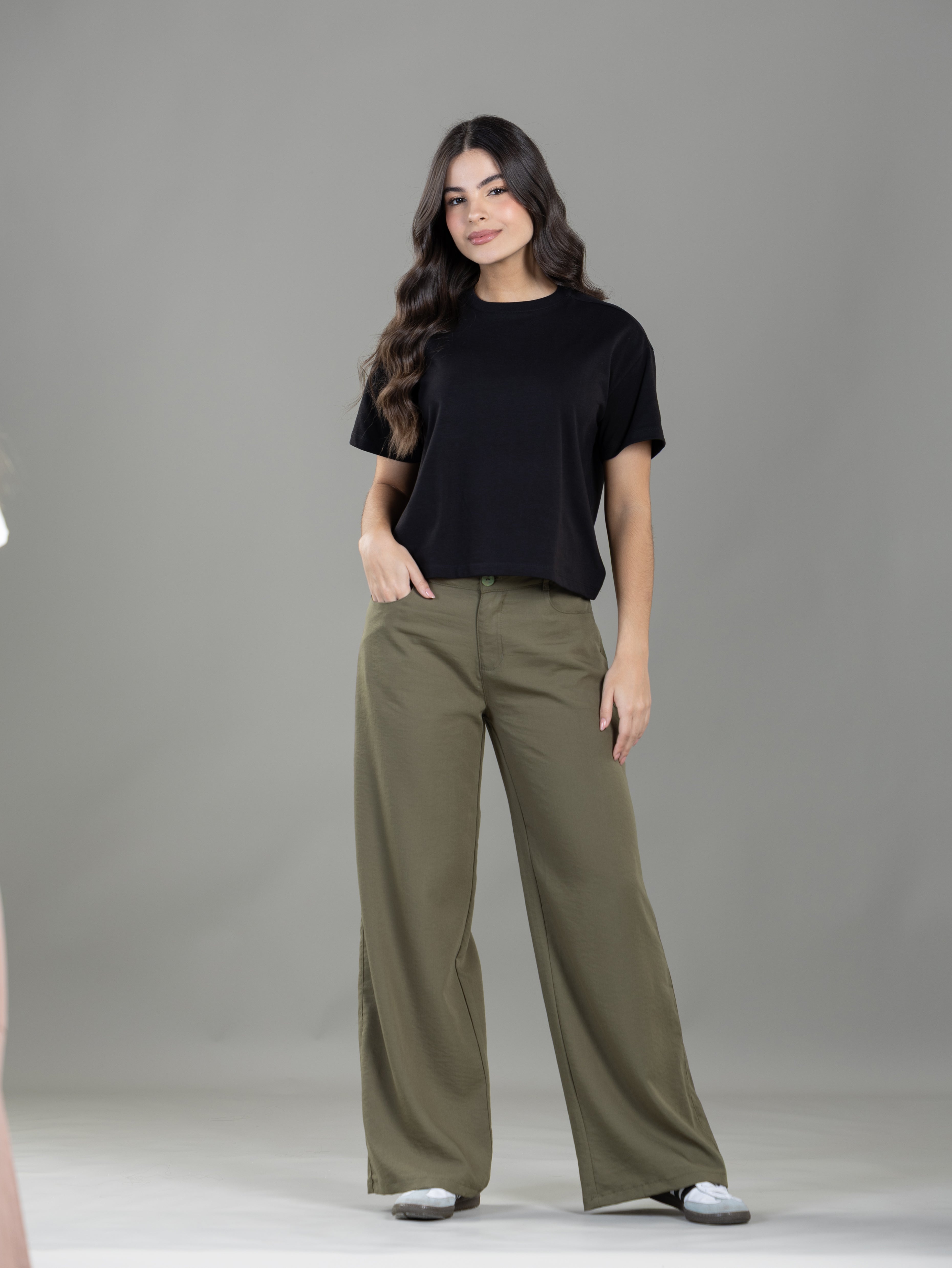 Pantalón Confort Verde Wide Leg