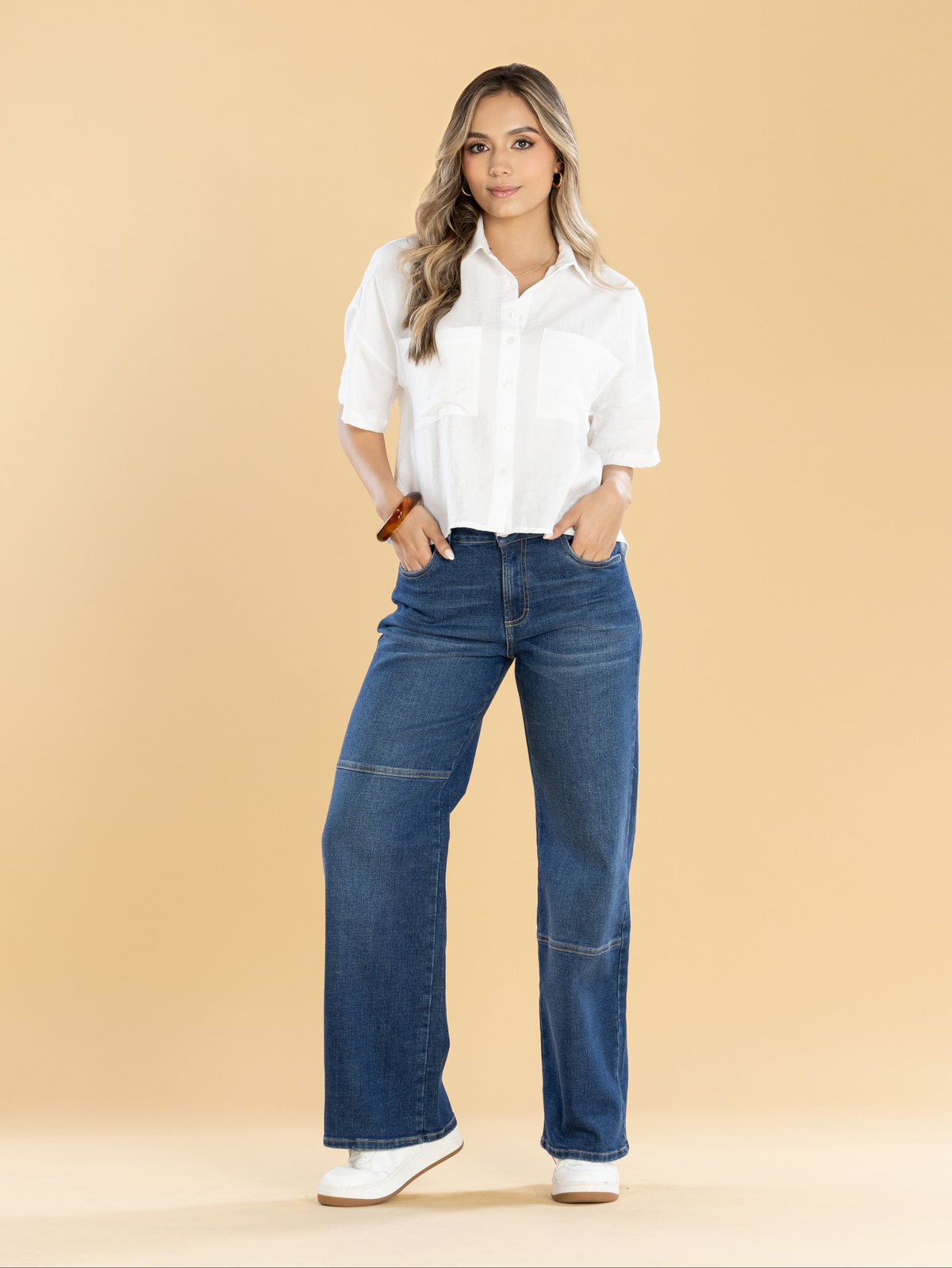 Jeans Confort Azul Oscuro Wide Leg Slim