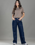 Jean Rígido Wide Leg Azul Oscuro