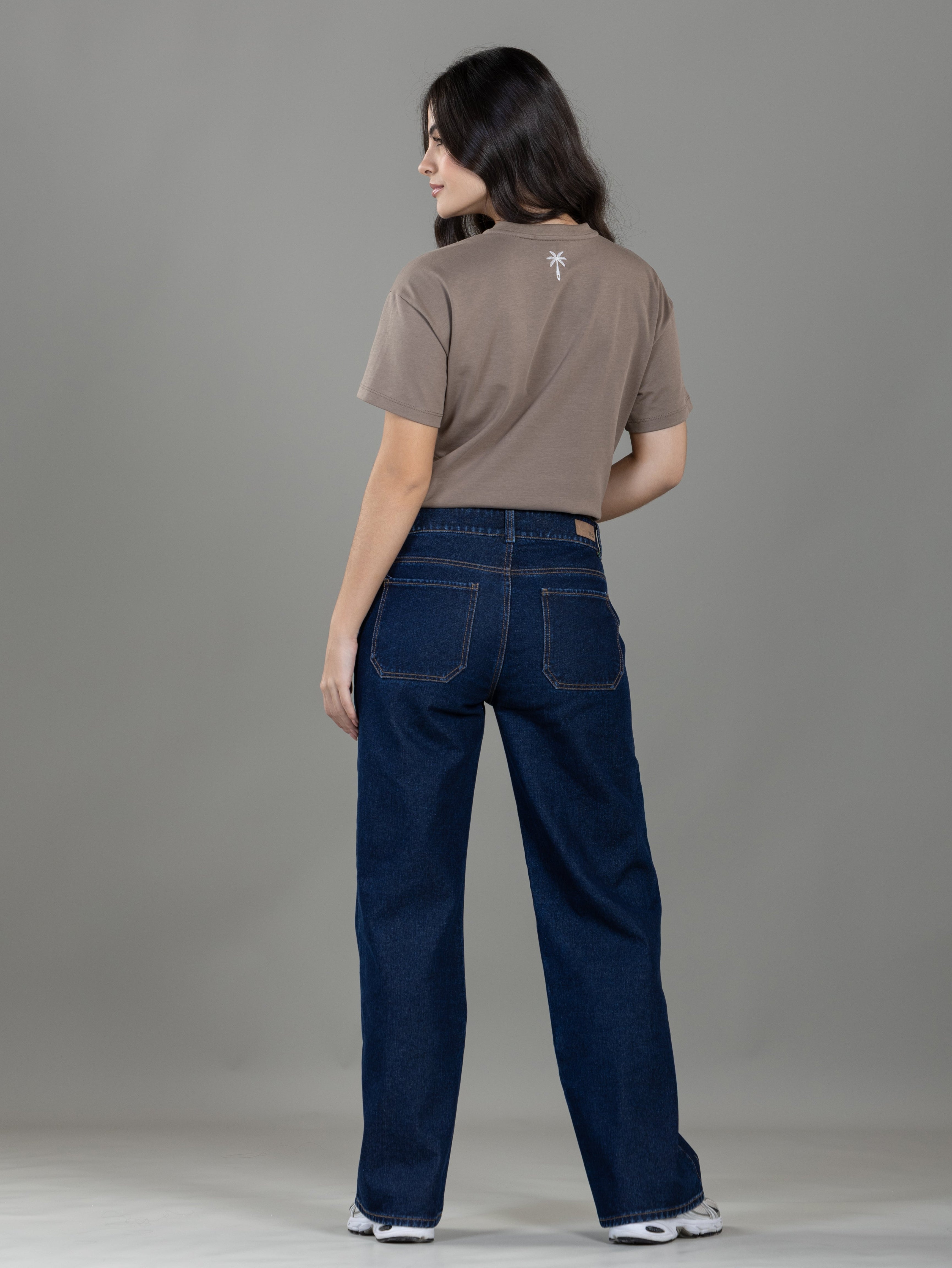 Jean Rígido Wide Leg Azul Oscuro