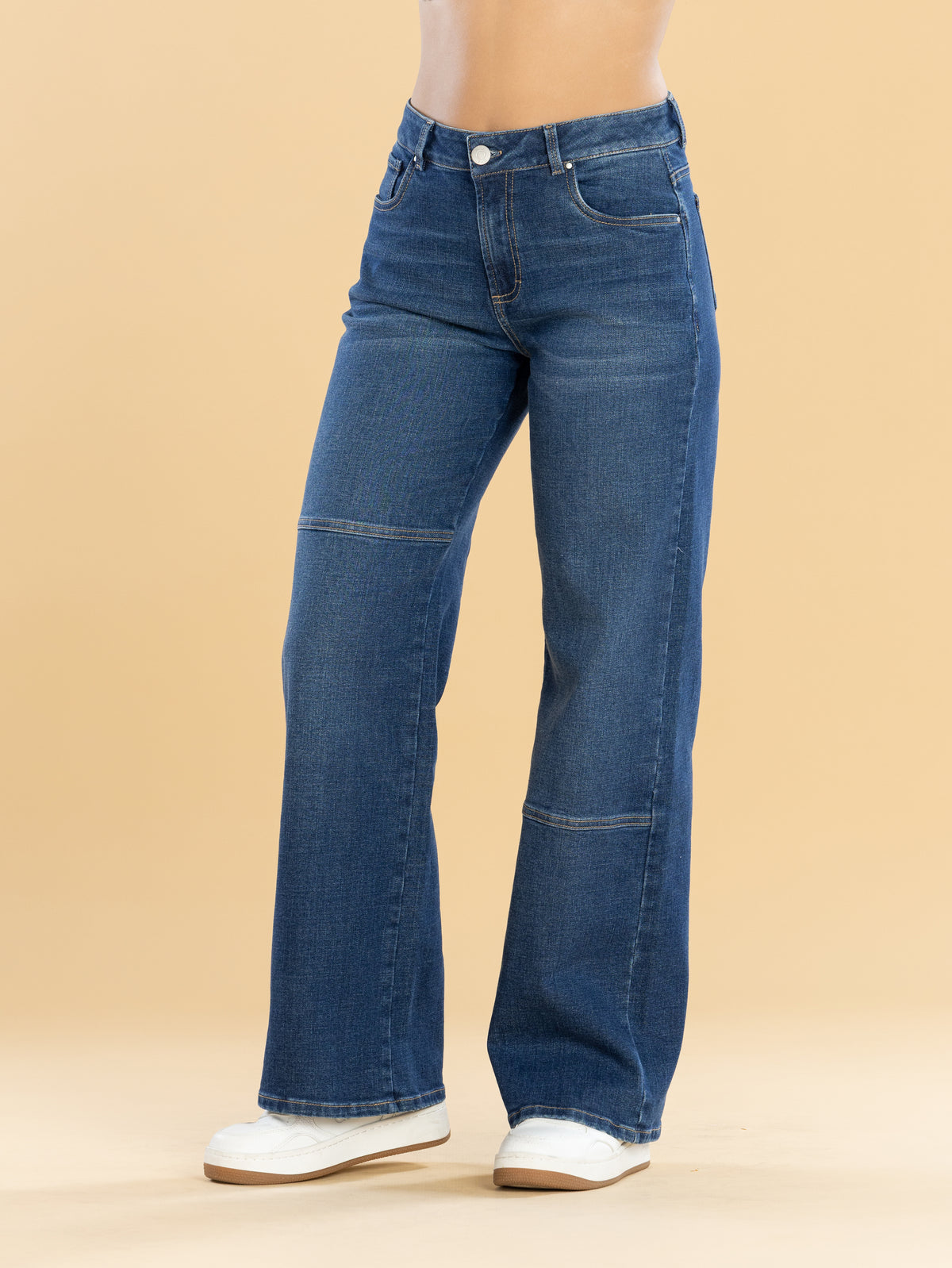 Jeans Confort Azul Oscuro Wide Leg Slim