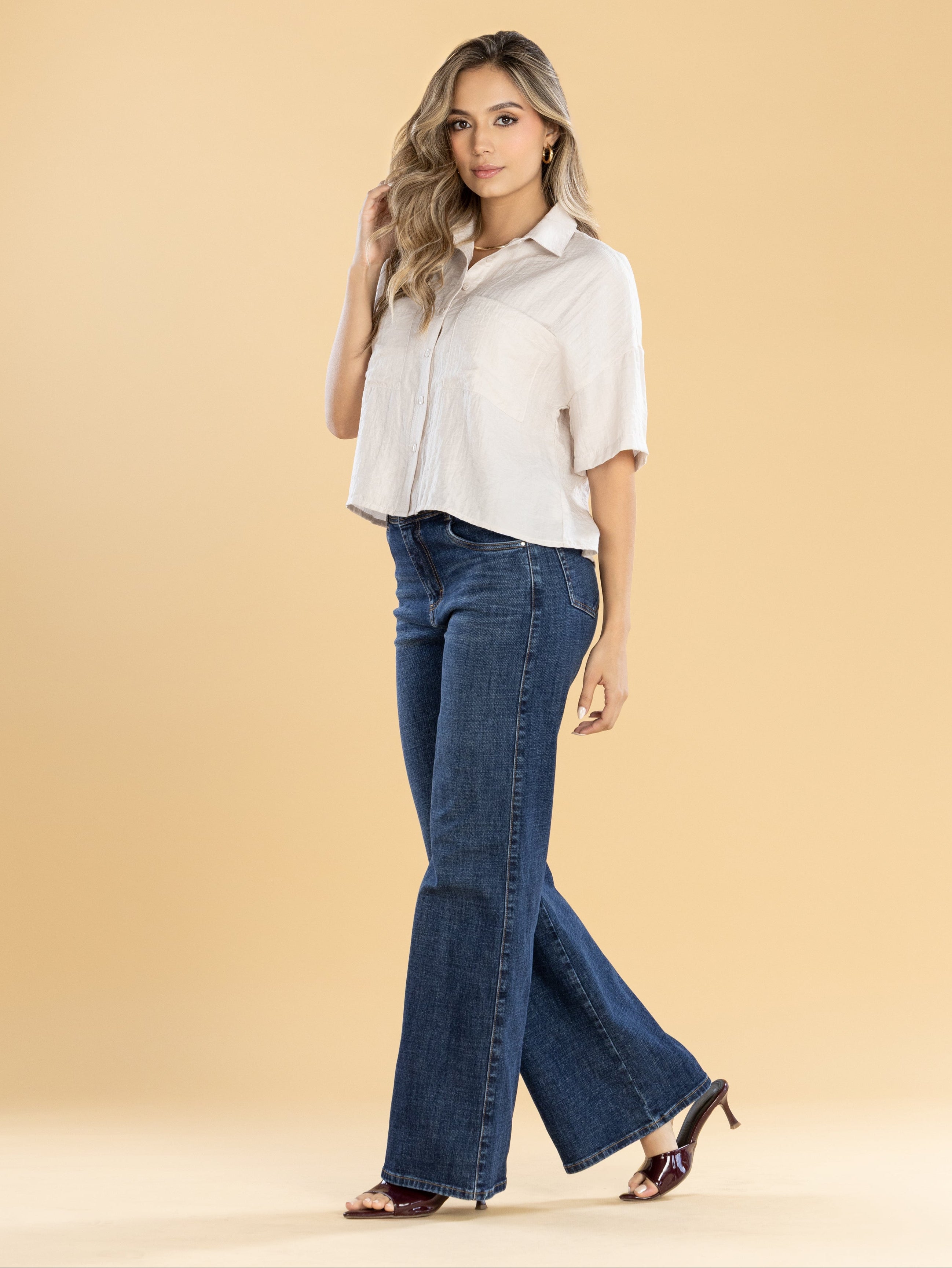 Jeans Confort Azul Oscuro Wide Leg
