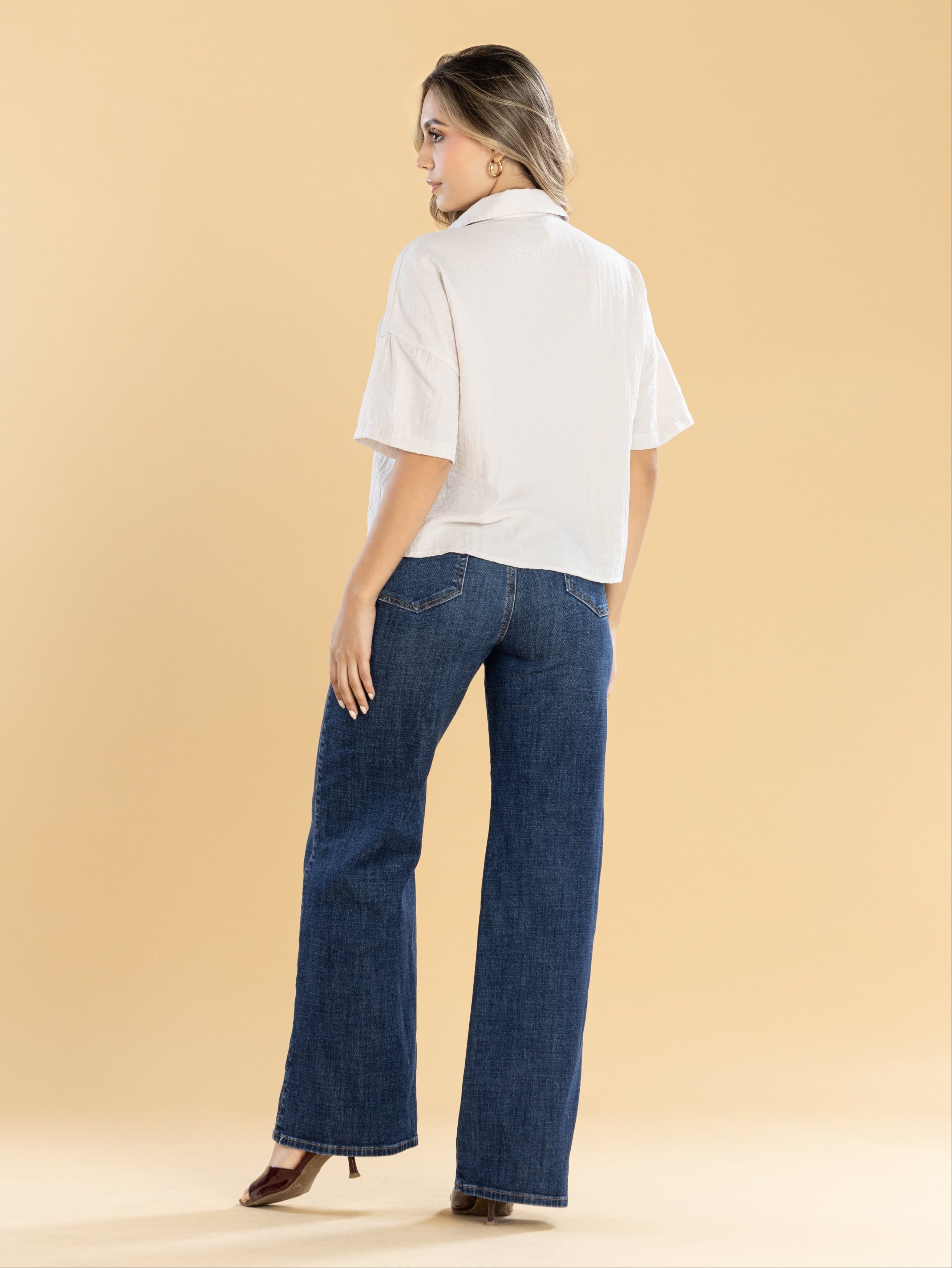 Jeans Confort Azul Oscuro Wide Leg