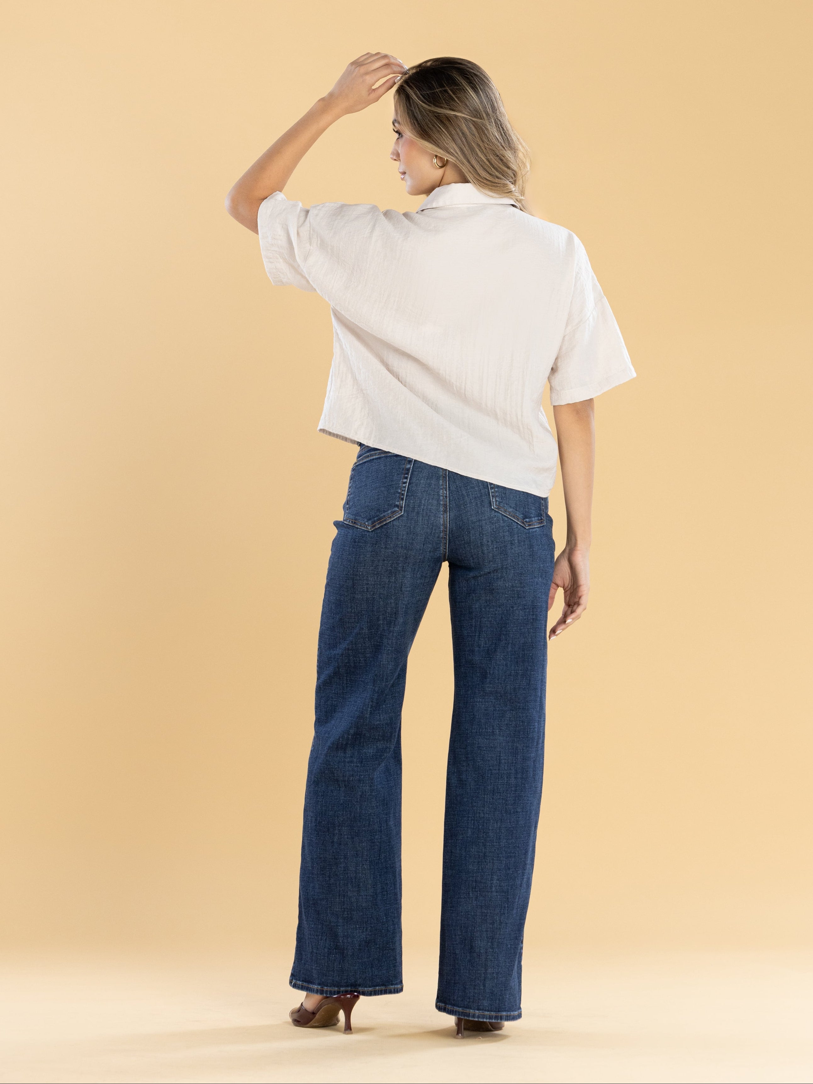 Jeans Confort Azul Oscuro Wide Leg