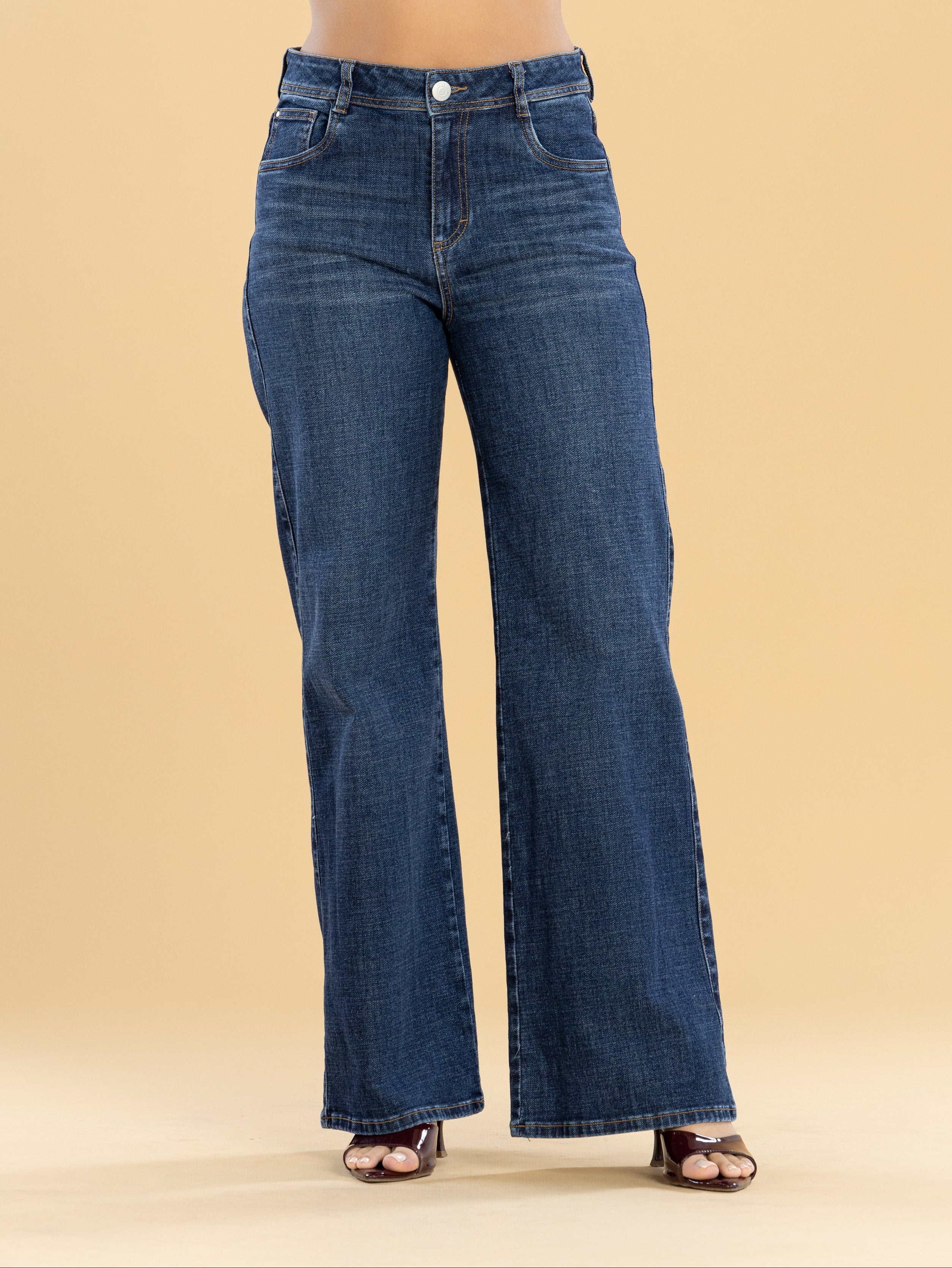 Jeans Confort Azul Oscuro Wide Leg