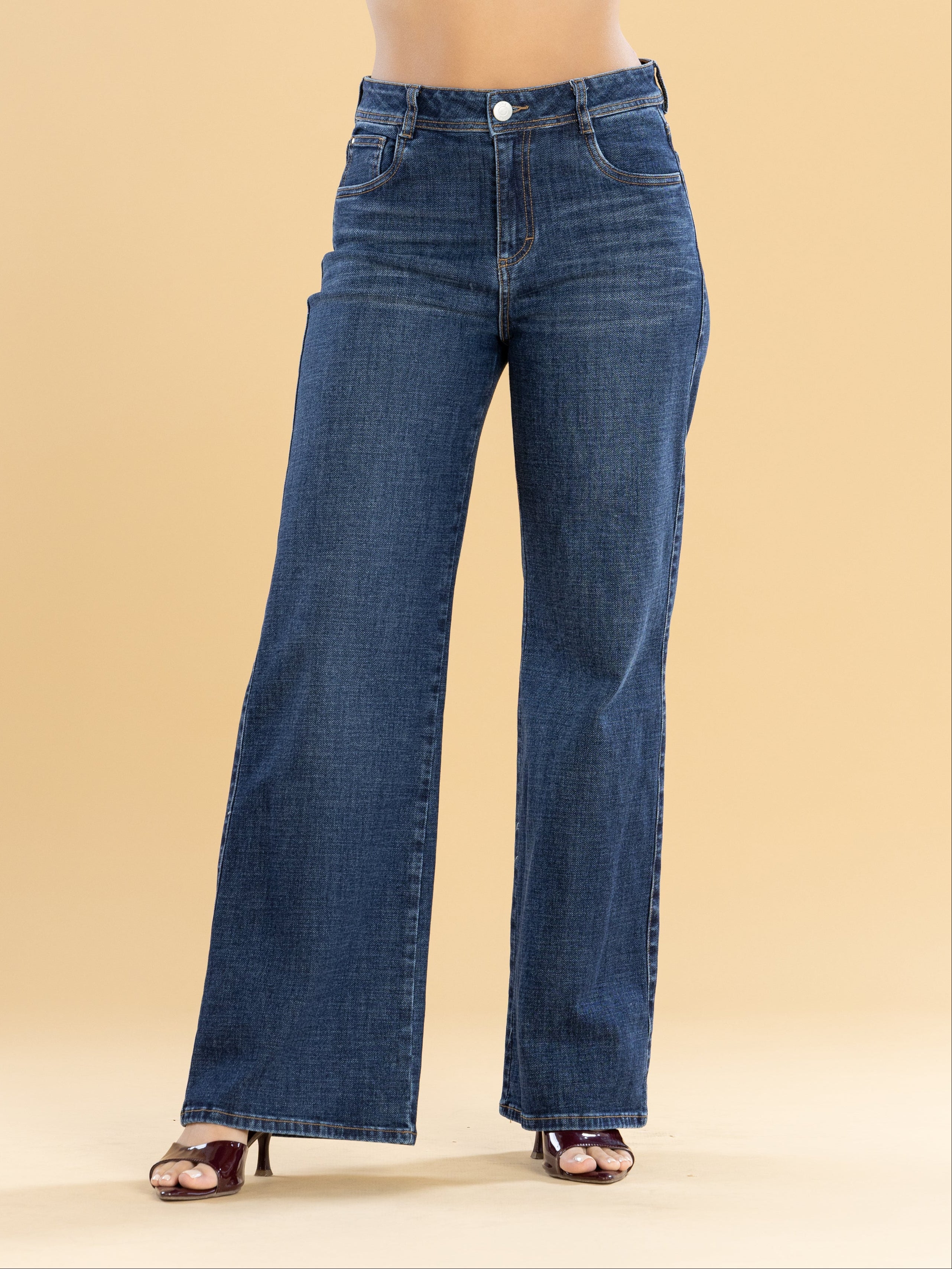 Jeans Confort Azul Oscuro Wide Leg