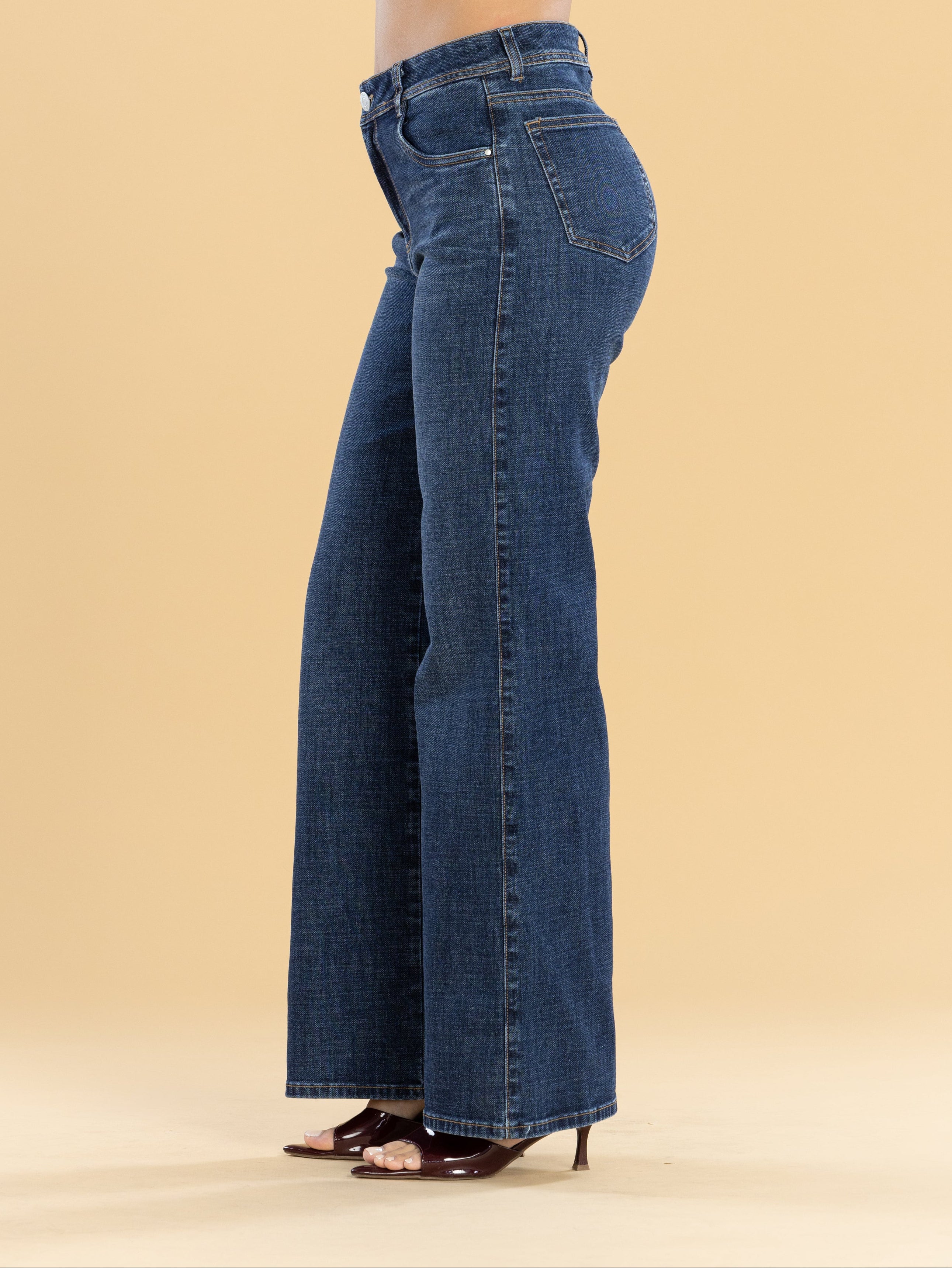 Jeans Confort Azul Oscuro Wide Leg