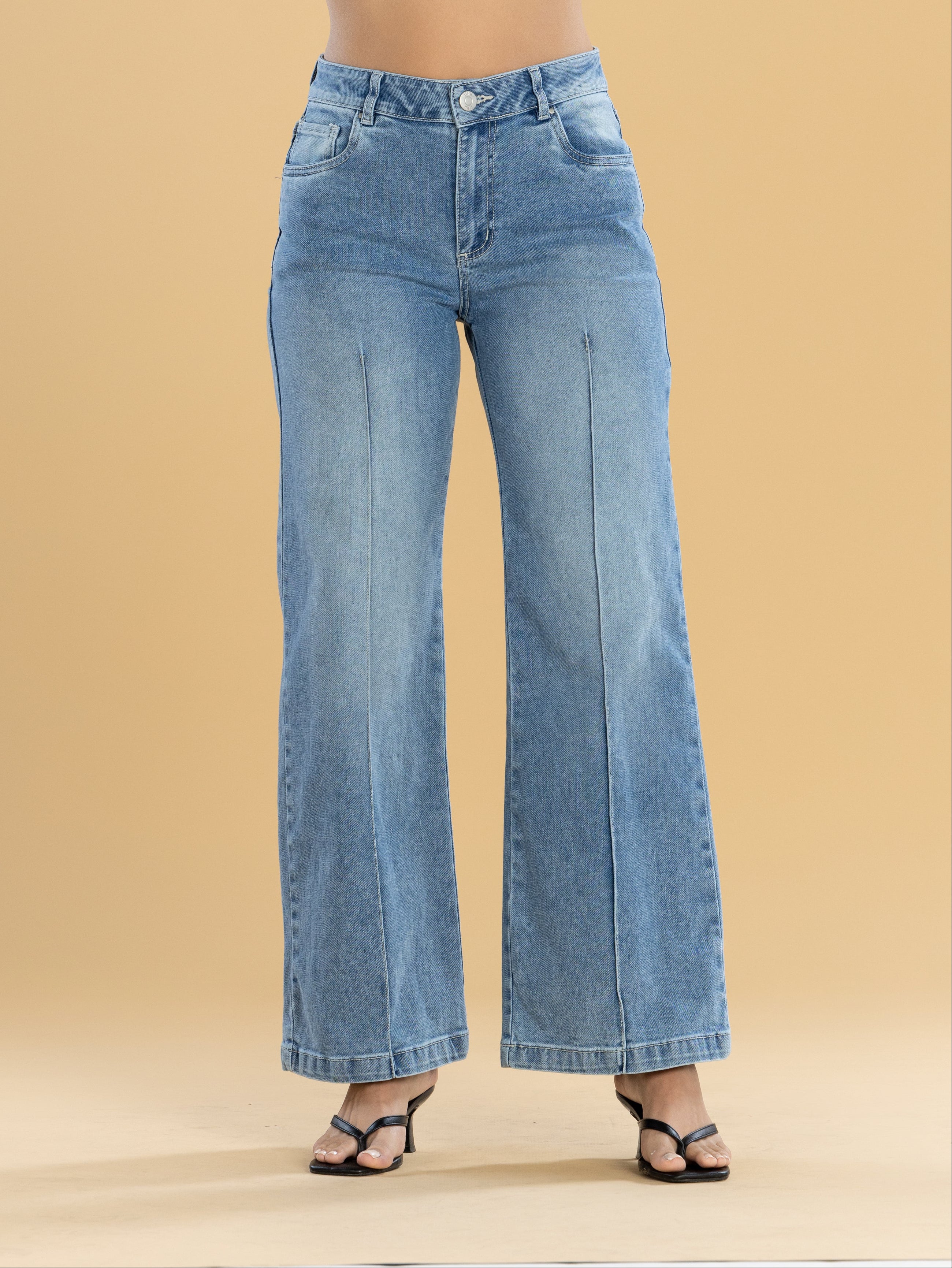 Jeans Confort Azul Medio Wide Leg