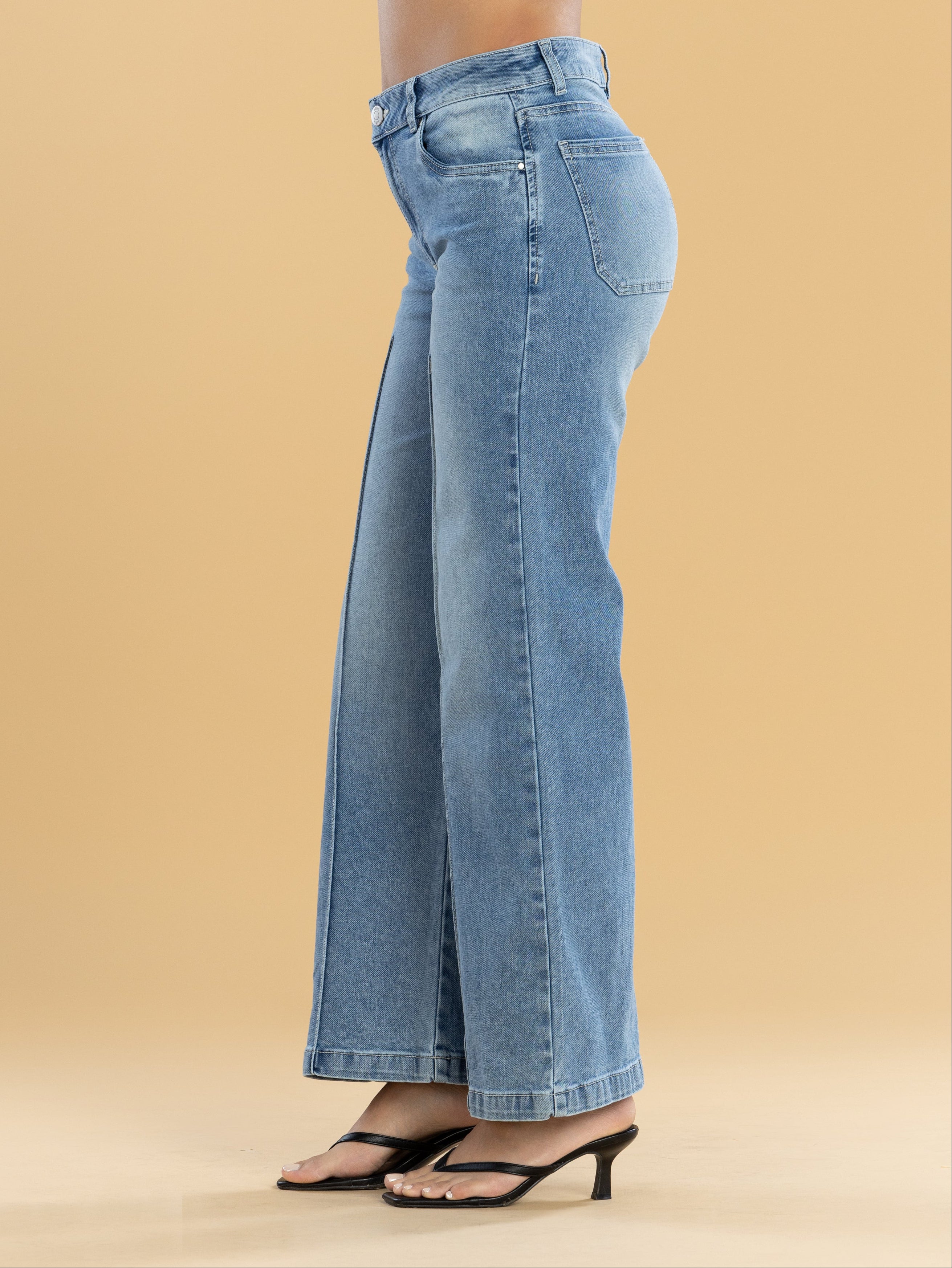 Jeans Confort Azul Medio Wide Leg