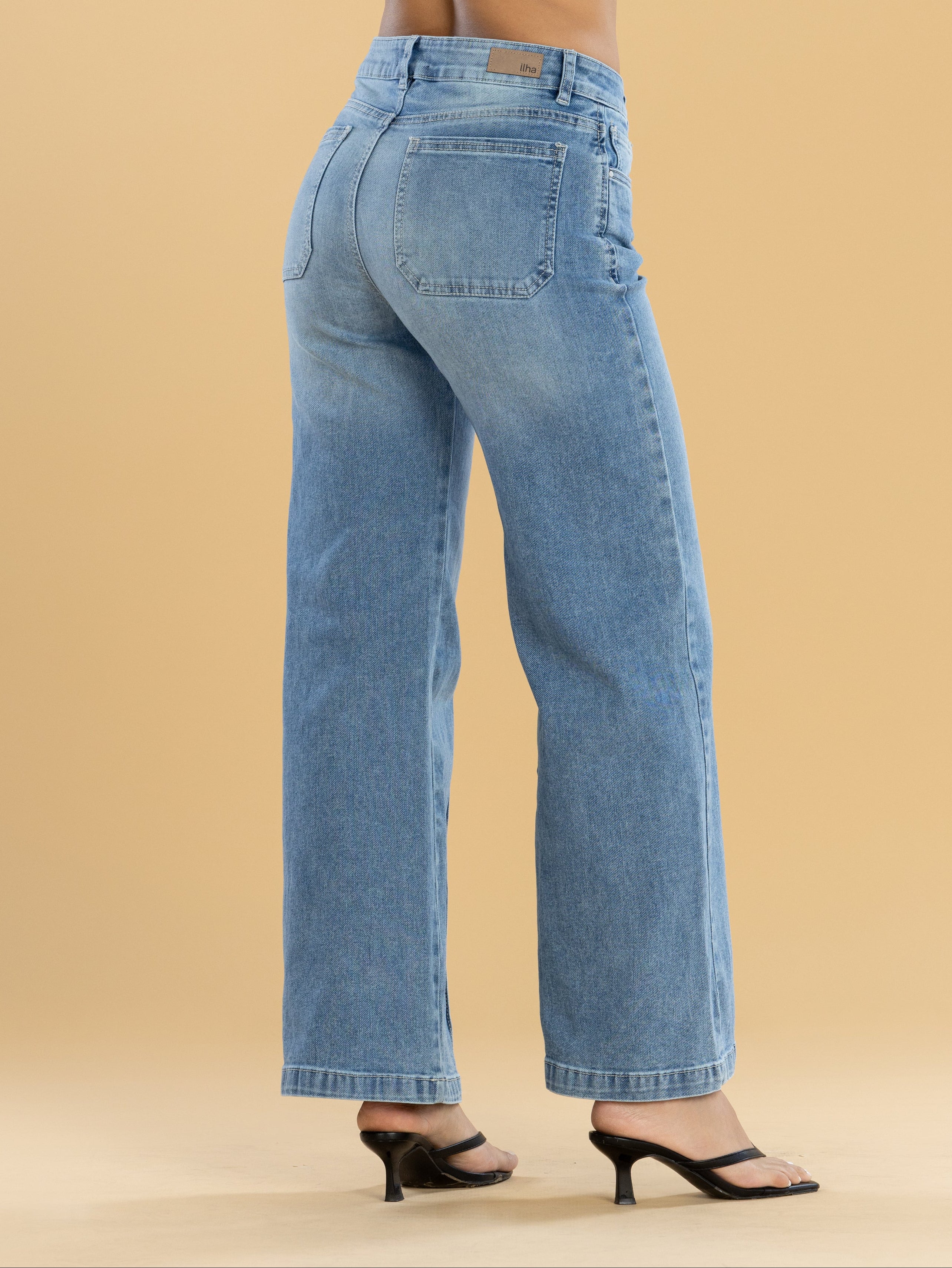 Jeans Confort Azul Medio Wide Leg