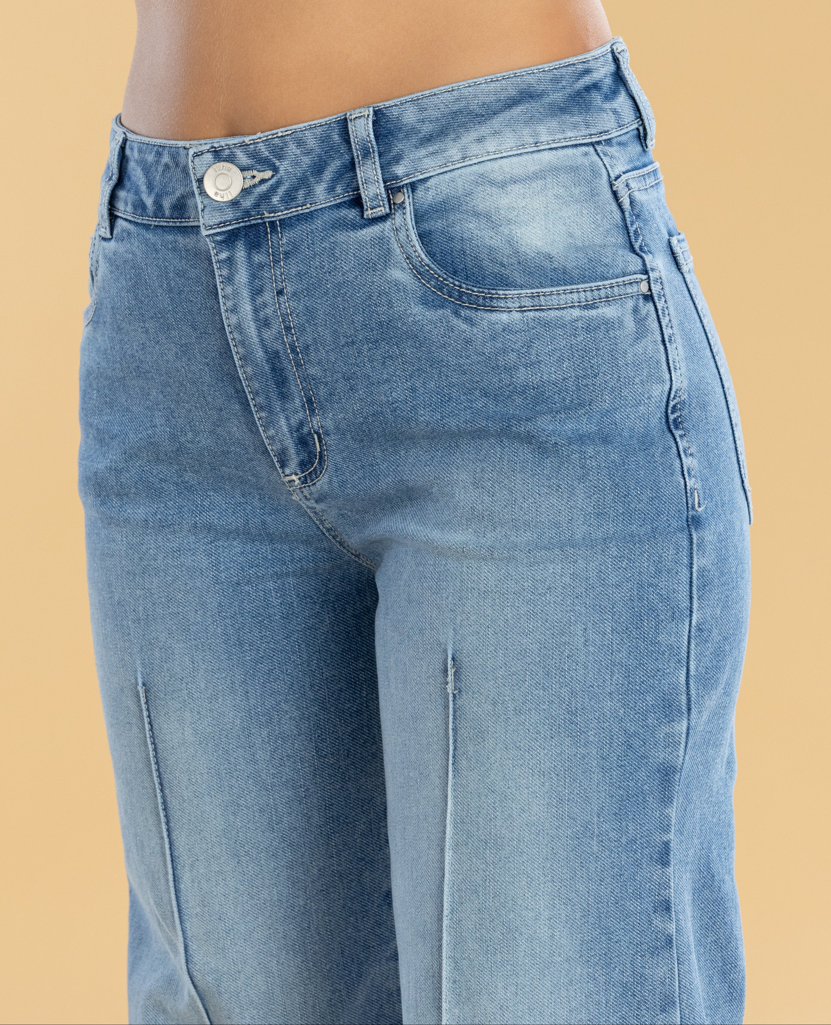 Jeans Confort Azul Medio Wide Leg