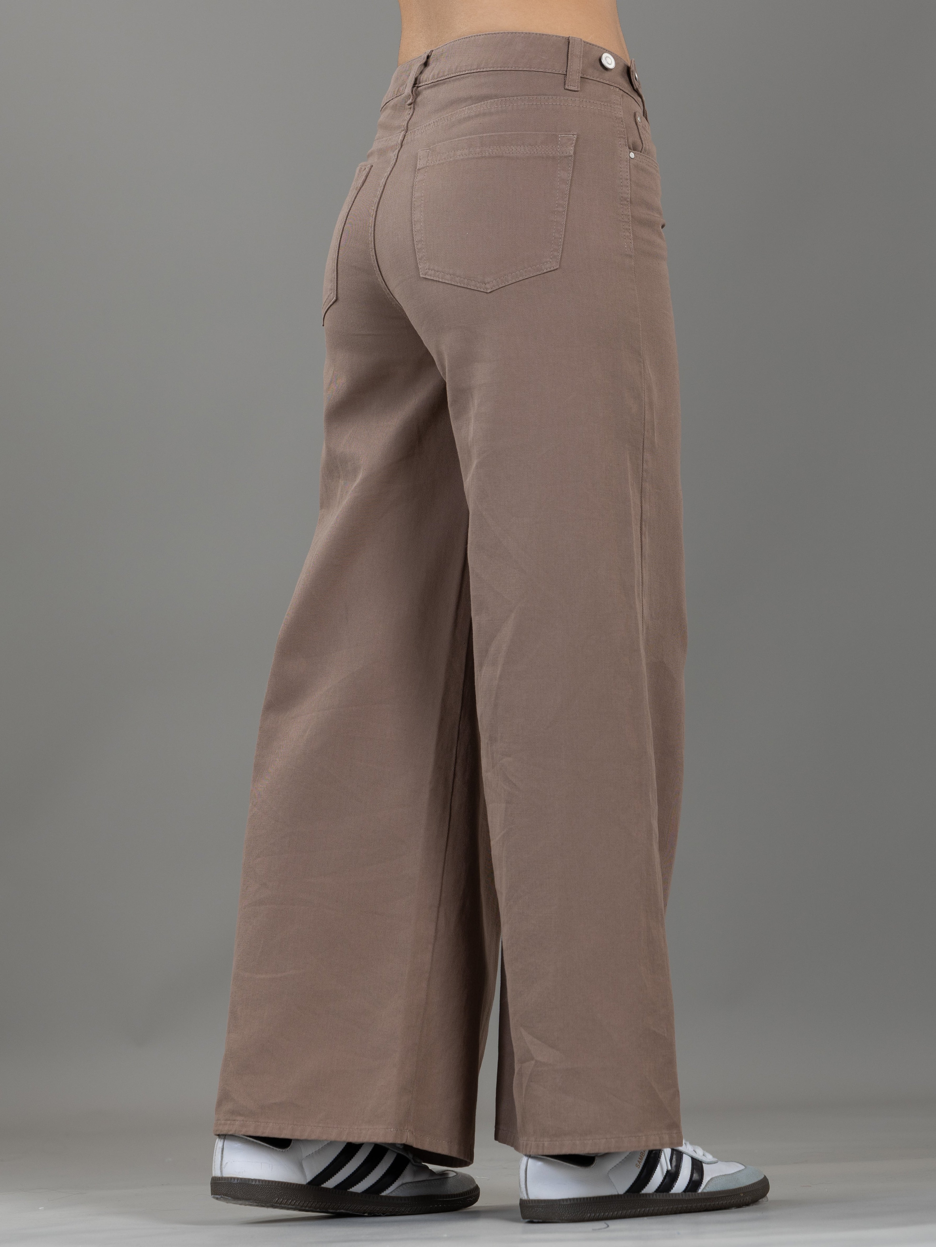 Pantalón Wide Leg Café Ajustable En Cintura