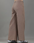 Pantalón Wide Leg Café Ajustable En Cintura