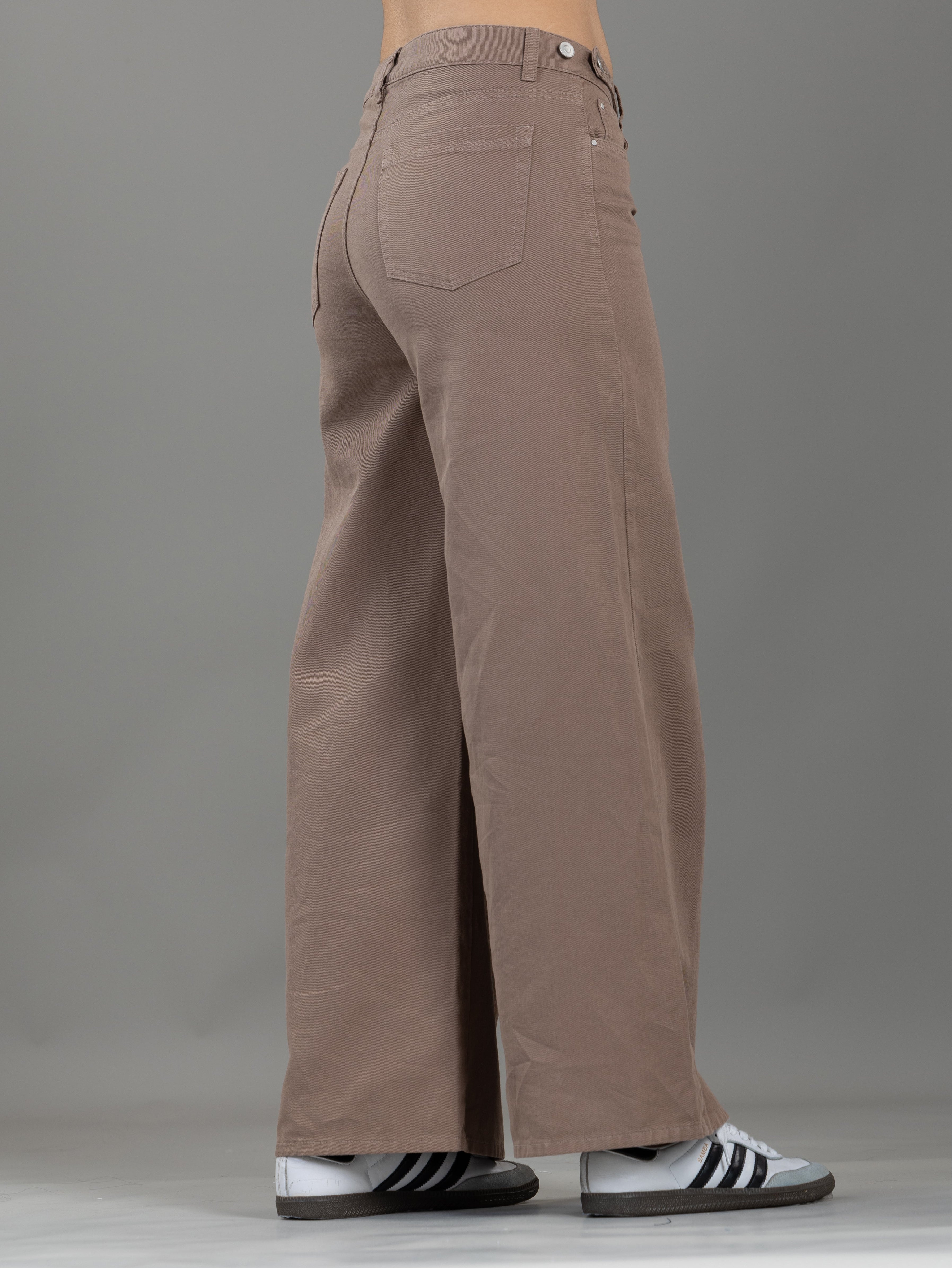 Pantalón Wide Leg Café Ajustable En Cintura