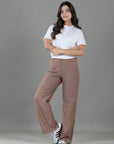 Pantalón Confort Café Wide Leg