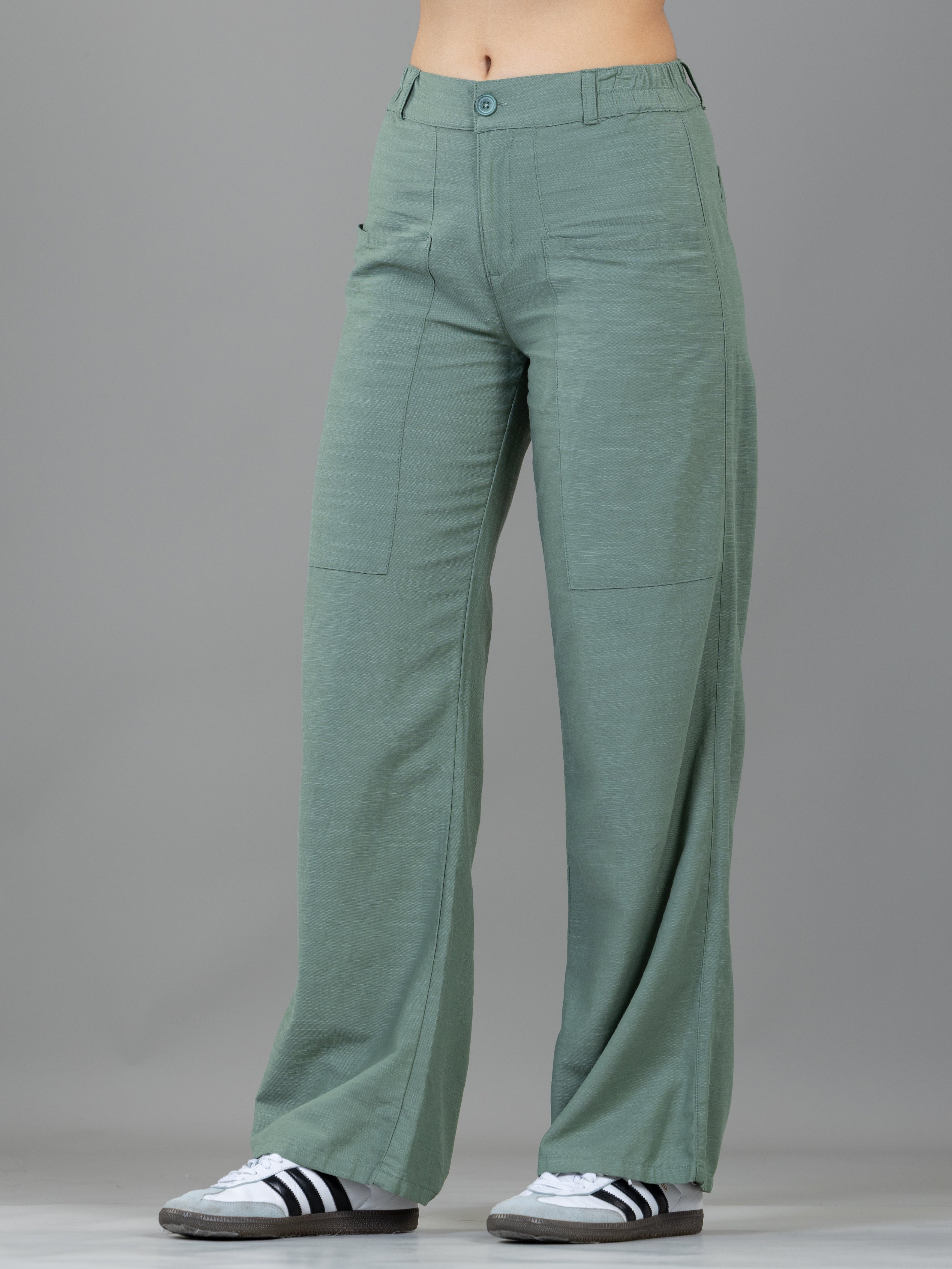 Pantalón Confort Verde Wide Leg