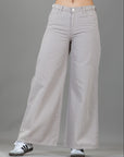 Pantalón Wide Leg Beige Ajustable En Cintura