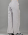 Pantalón Wide Leg Beige Ajustable En Cintura