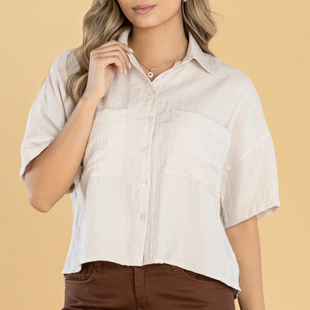 Blusa Oversize Arena Cuello Camisero