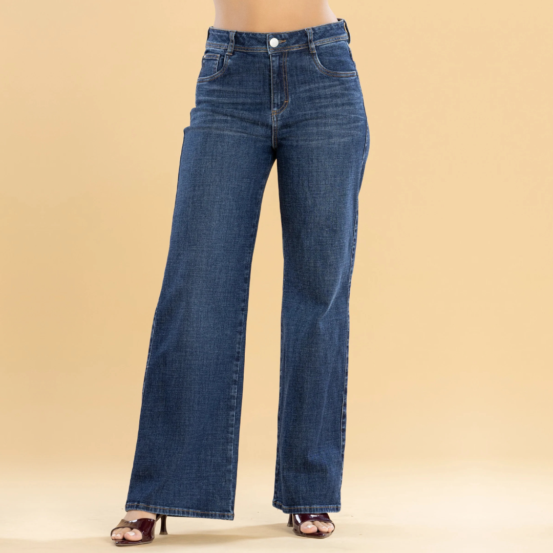 Jeans Confort Azul Oscuro Wide Leg