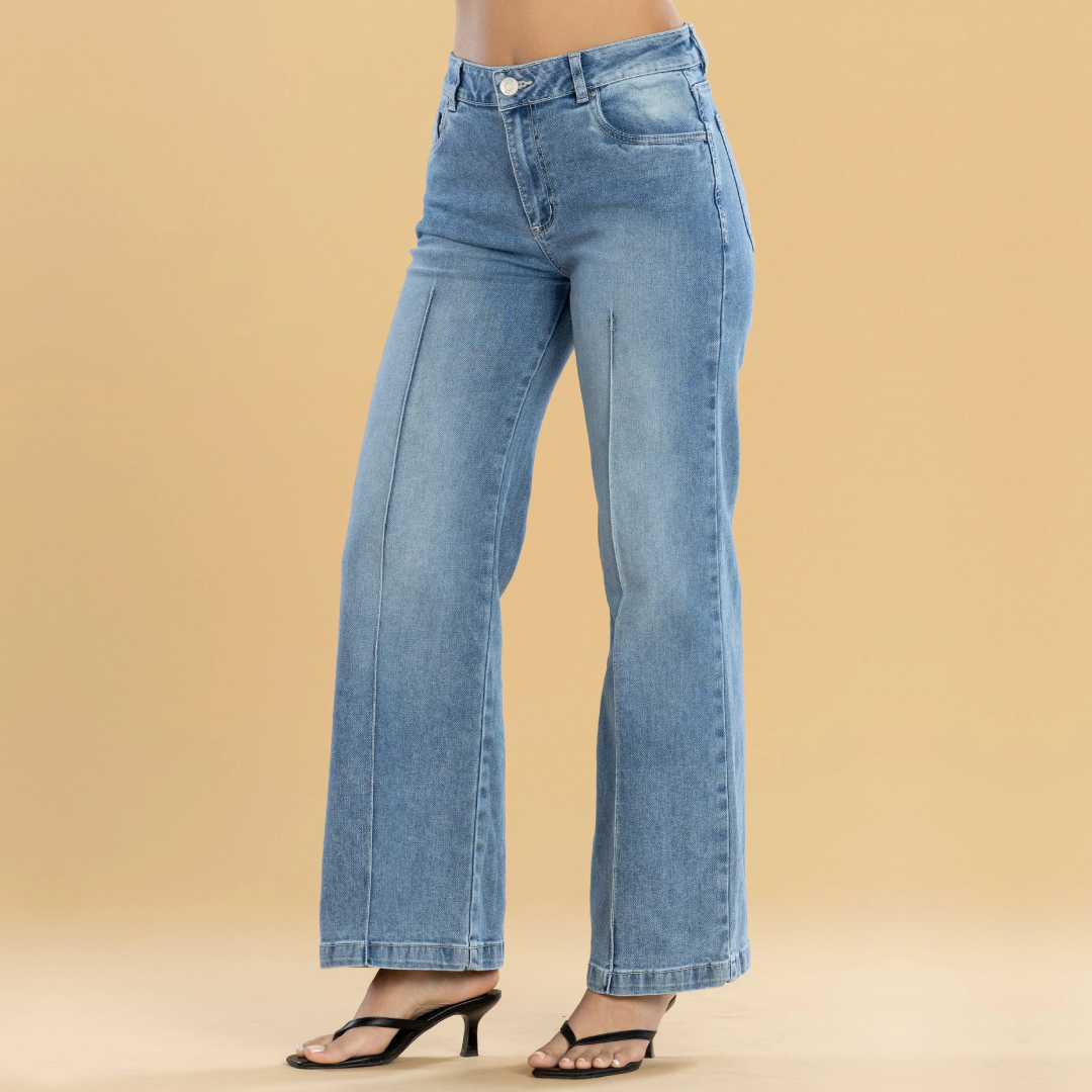 Jeans Confort Azul Medio Wide Leg